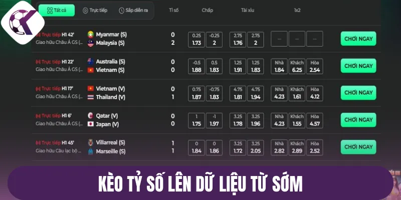 Kèo tỷ số lên dữ liệu từ sớm