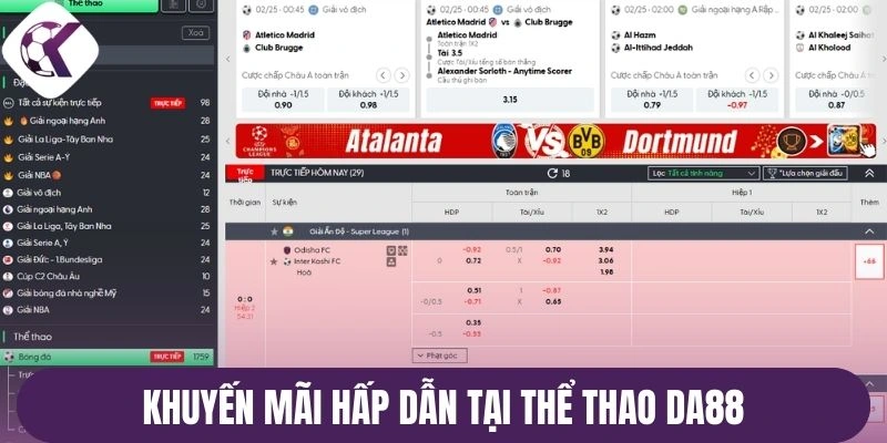 Khuyến mãi hấp dẫn tại thể thao Da88